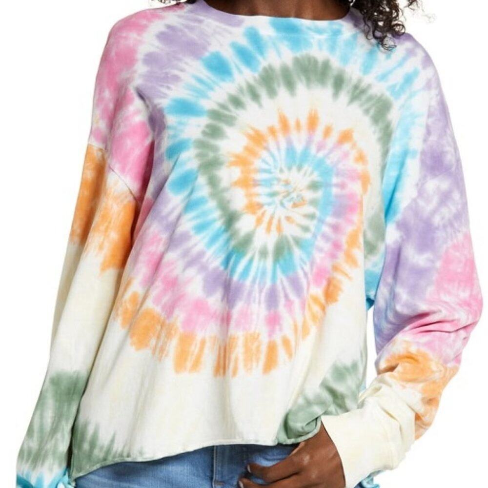 Daydreamer Rainbow Tie-Dye Long-Sleeve Tee T-Shirt Small